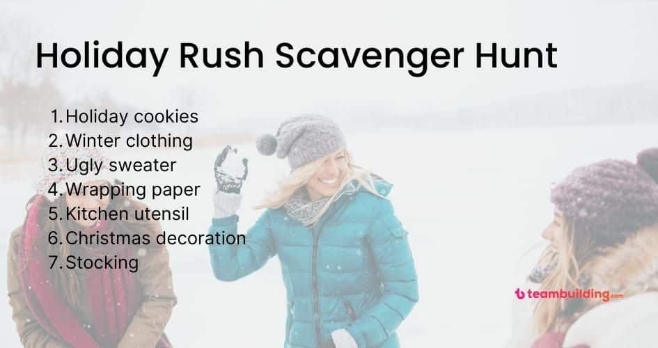 holiday rush scavenger hunt list