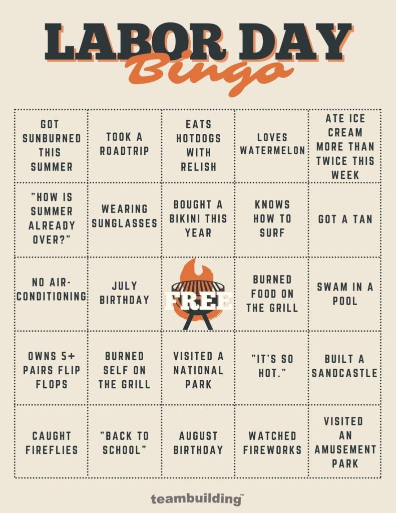 Virtual Labor Day Bingo