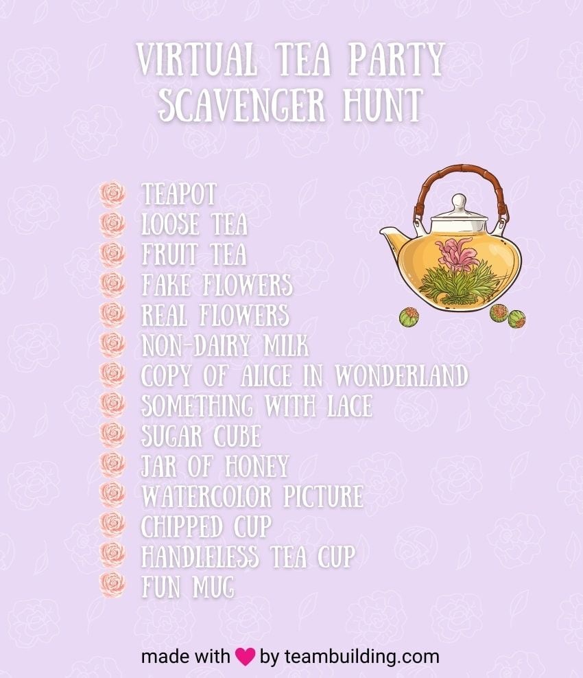 Virtual tea party scavenger hunt